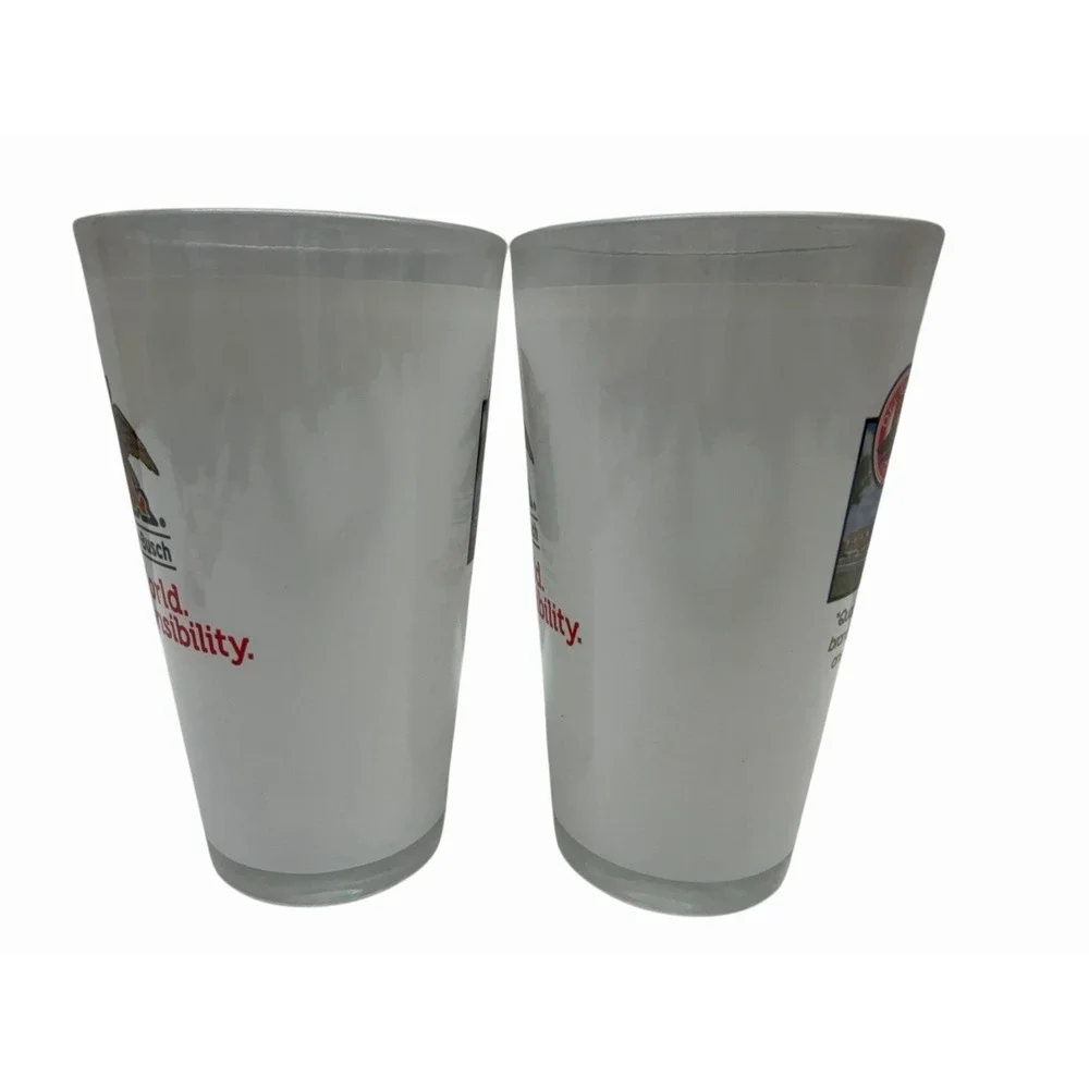 2- Budweiser Pint 16 oz Beer‎ Glass Anheuser Busch Eagle A Logo